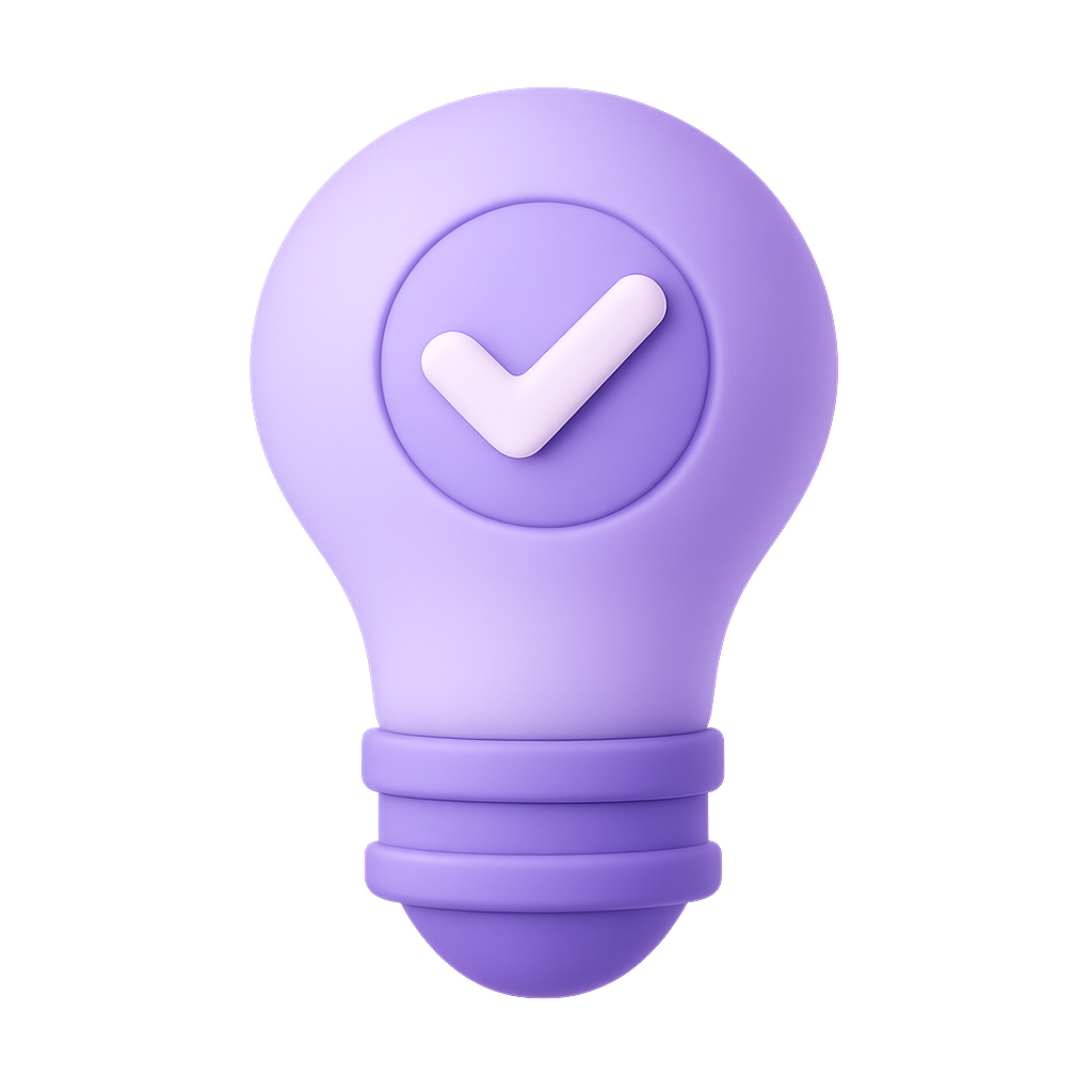 3D lightbulb icon symbolizing brand clarity.