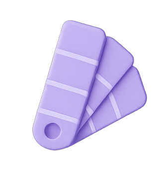 3D color swatches icon representing brand color development.