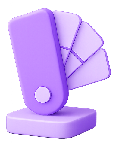 3D color palette icon representing custom brand color systems.