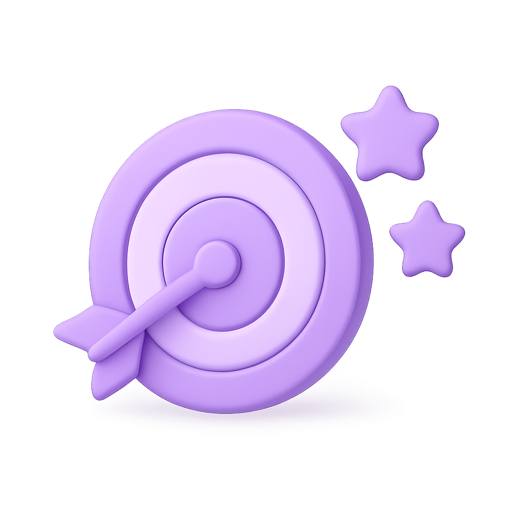 3D target and star icon representing website credibility and brand trust