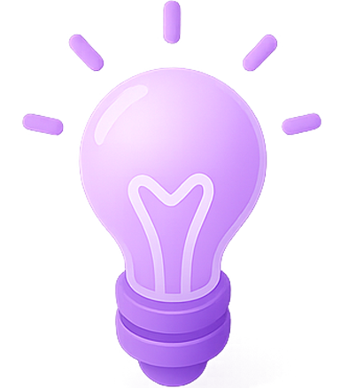 3D purple lightbulb icon representing creativity with purpose at MTLWeb