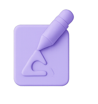 3D pencil and paper icon representing custom logo design.