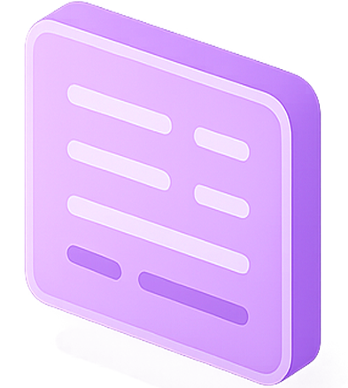 3D purple UI icon representing simple and functional design principles.