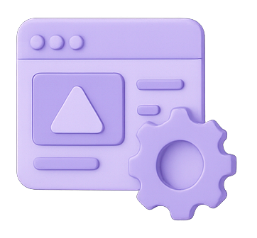 3D server or gear icon representing website speed and performance optimization.