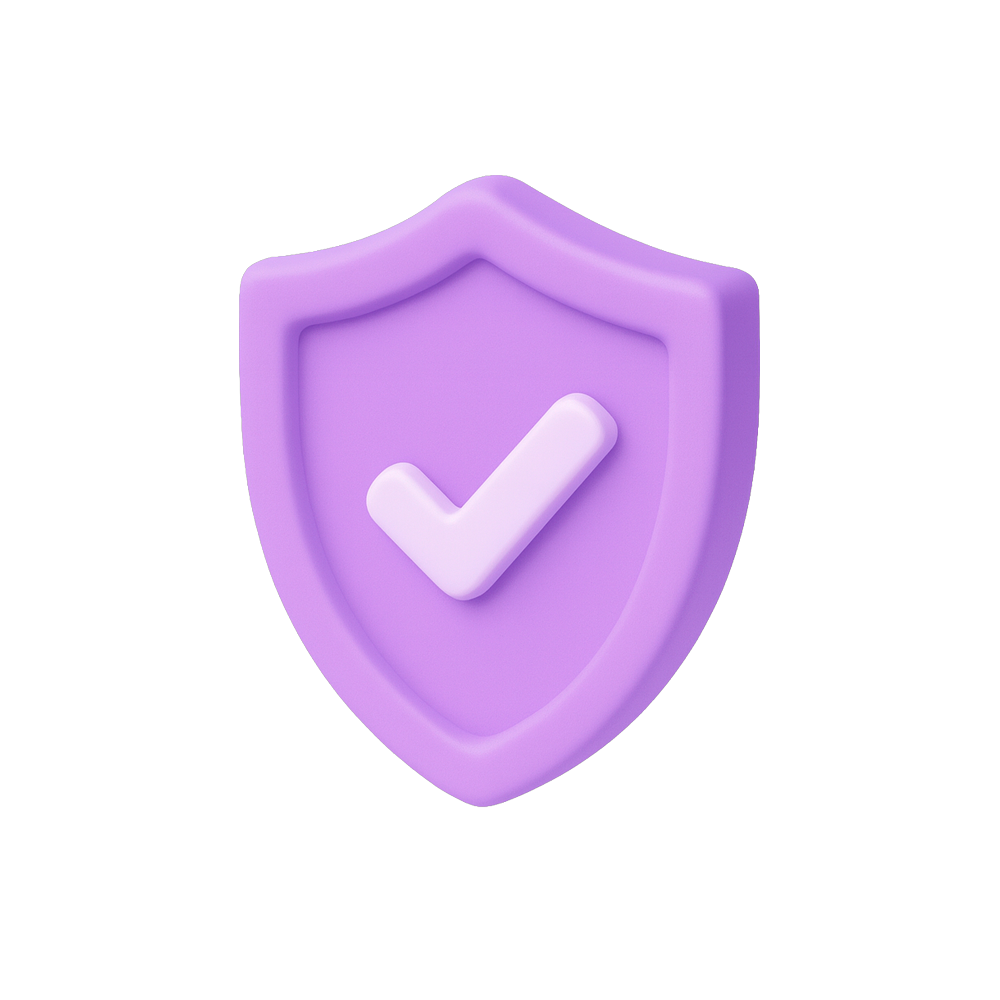 3D shield icon representing trust and professionalism.