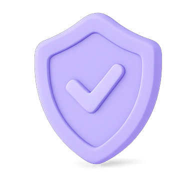 3D shield with checkmark icon representing malware scanning and security checks.