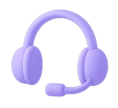 3D communication bubble or headset icon for priority support.
