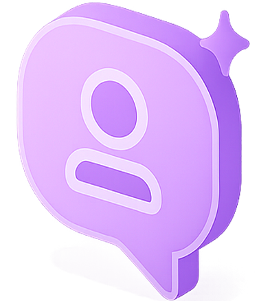 3D purple icon representing transparency and trust through clear communication.