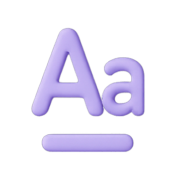 3D typography icon representing font selection and type hierarchy.