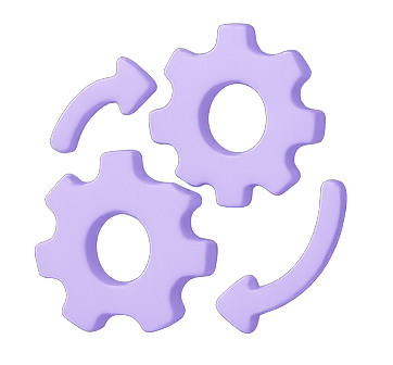 3D integration icon showing connected apps or gears representing tool integrations.