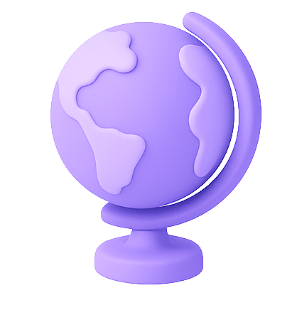 Purple 3D globe icon representing MTLweb’s local Montreal roots and global creative insight